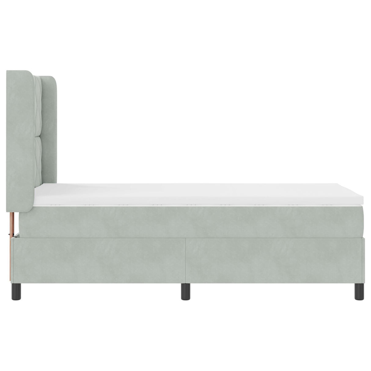 Box Spring Bed With Mattress & Led Light Grey 100X200 Cm Velvet