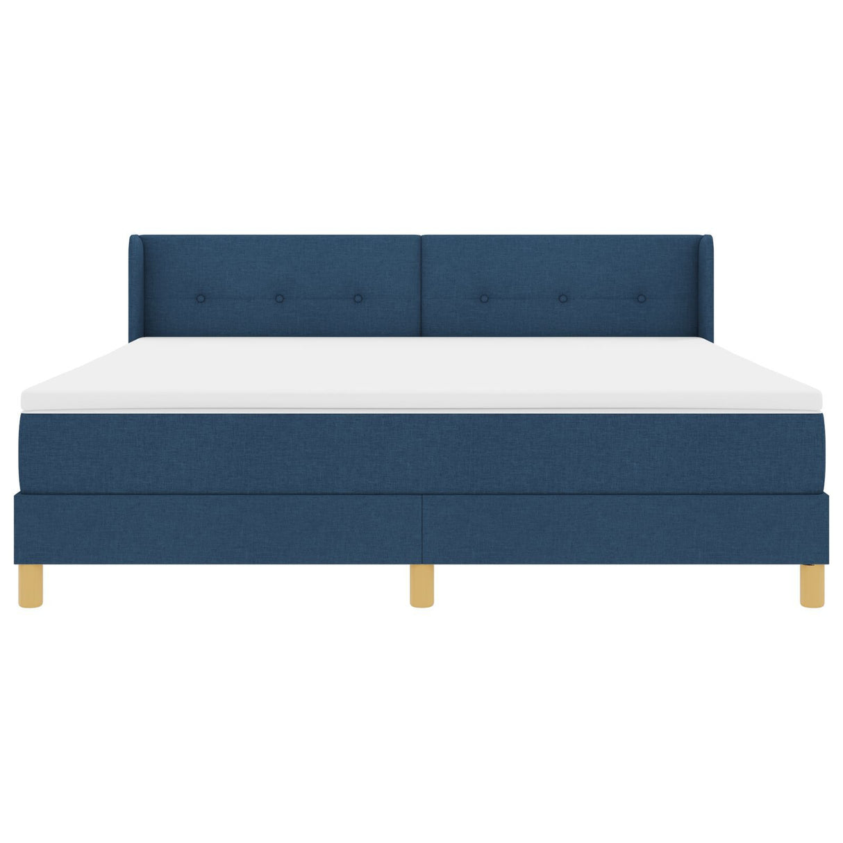 Box Spring Bed With Mattress Blue 180X200 Cm Fabric,  Headboard Button Tufted Blue 180 Cm Fabric