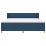 Box Spring Bed With Mattress Blue 180X200 Cm Fabric,  Headboard Button Tufted Blue 180 Cm Fabric