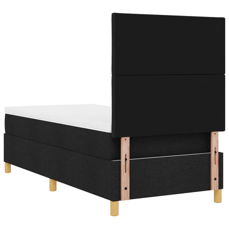 Box Spring Bed With Mattress & Led Black 90X200 Cm Fabric