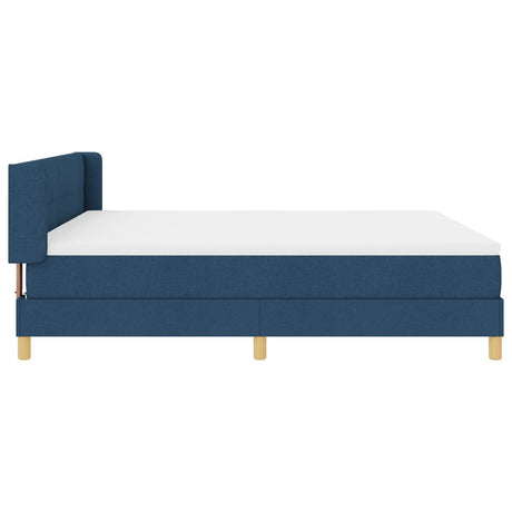 Box Spring Bed With Mattress Blue 180X200 Cm Fabric,  Headboard Button Tufted Blue 180 Cm Fabric