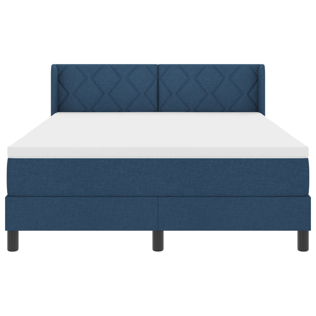 Box Spring Bed With Mattress Blue 160X200 Cm Fabric,  Headboard Diamond Blocks Design Blue 160 Cm Fabric