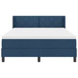 Box Spring Bed With Mattress Blue 160X200 Cm Fabric,  Headboard Diamond Blocks Design Blue 160 Cm Fabric