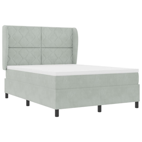 Box Spring Bed With Mattress Light Grey 160X200 Cm Velvet