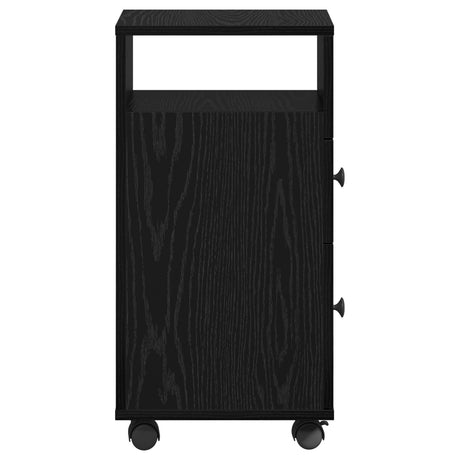 Narrow Bathroom Cabinet With Wheels Black Oak Engineered Wood