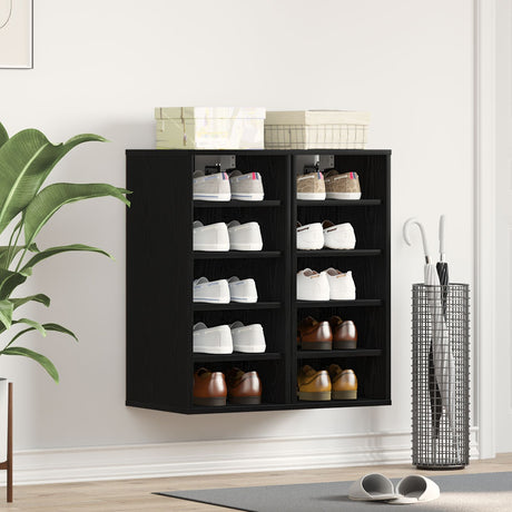 Shoe Cabinet 2 Pack - Black Oak - 32X35X70 Cm - Made Of Engineered Wood