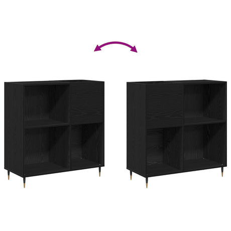 Record Cabinet Black Oak 84,5X38X89 Cm Engineered Wood