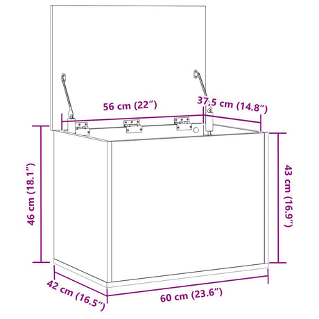 Storage Box With Lid Old Wood 60X42X46 Cm Engineered Wood