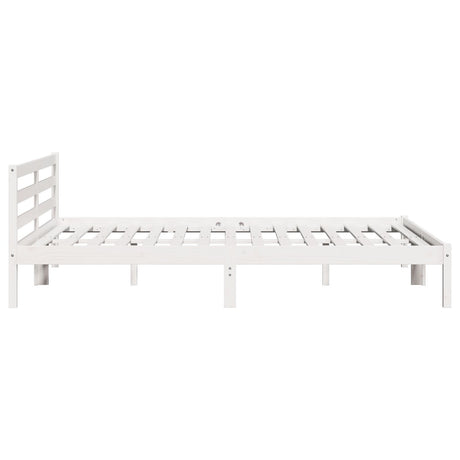 Bed Frame With Headboard White 200X220 Cm Solid Wood Pine