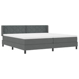 Box Spring Bed With Mattress Dark Grey 200X200 Cm Fabric,  Headboard Diamond Blocks Design Dark Grey 200 Cm Fabric
