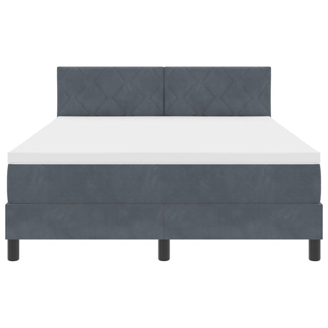 Box Spring Bed With Mattress & Led Dark Grey 160X200 Cm Velvet