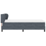 Box Spring Bed With Mattress In Dark Grey, 90X200 Cm, Velvet