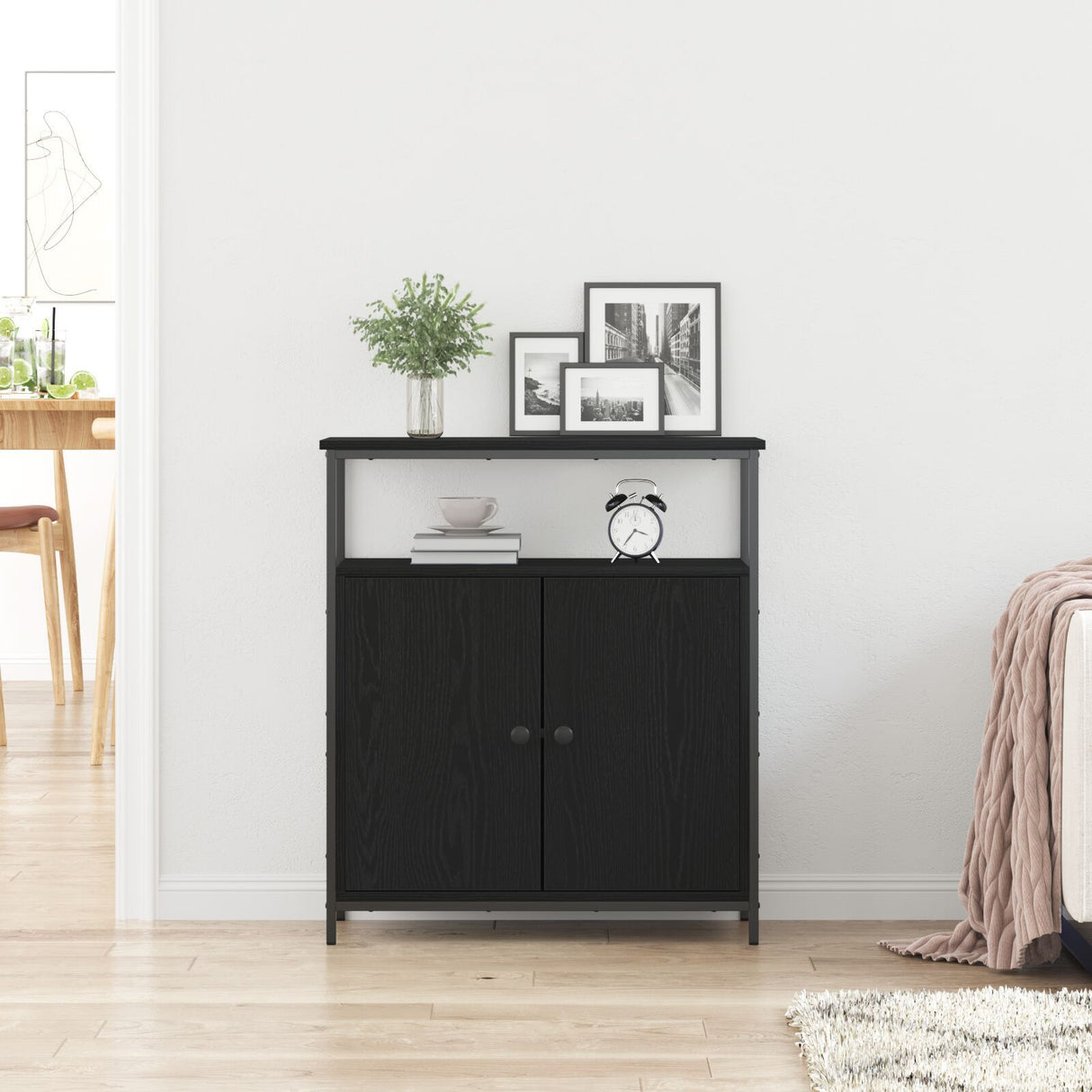 Wall-Mounted Cabinet Black Oak 69,5X34X90 Cm Engineered Wood