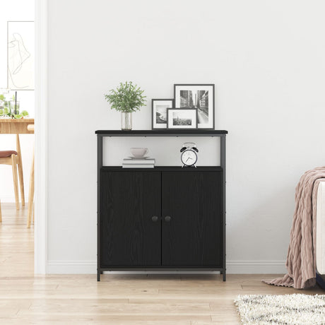 Wall-Mounted Cabinet Black Oak 69,5X34X90 Cm Engineered Wood