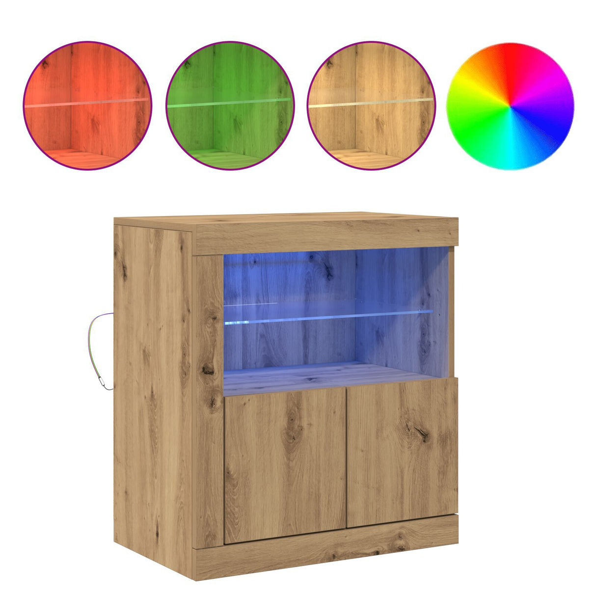 Sideboard With Led Lights Artisan Oak 60,5X37X67 Cm