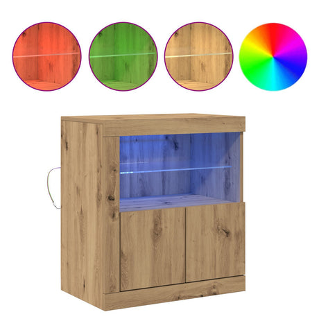 Sideboard With Led Lights Artisan Oak 60,5X37X67 Cm