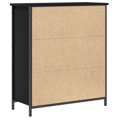 Sideboard Black Oak 70X30X80 Cm Engineered Wood And Steel