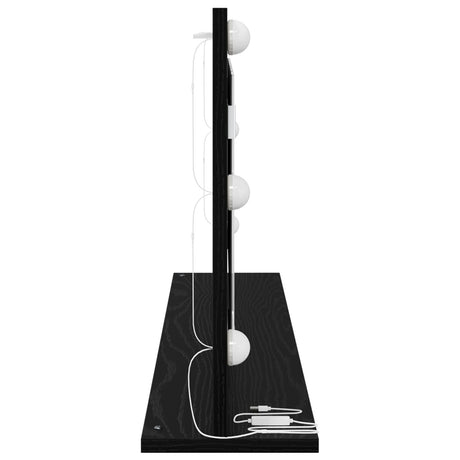 Vanity Mirror With Led Lights Black Oak 100X45X18 Cm