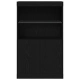 Sideboard With Led Lights Black Oak 60X37X100 Cm