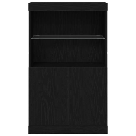 Sideboard With Led Lights Black Oak 60X37X100 Cm