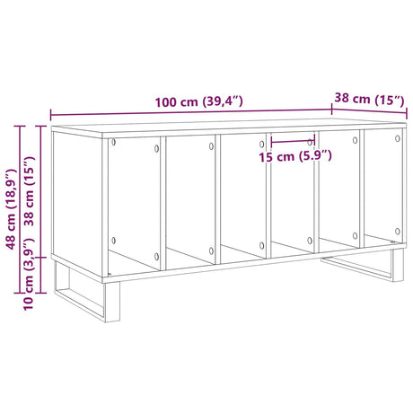 Record Cabinet Black Oak 100X38X48 Cm Engineered Wood