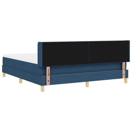Box Spring Bed With Mattress Blue 180X200 Cm Fabric,  Headboard Button Tufted Blue 180 Cm Fabric