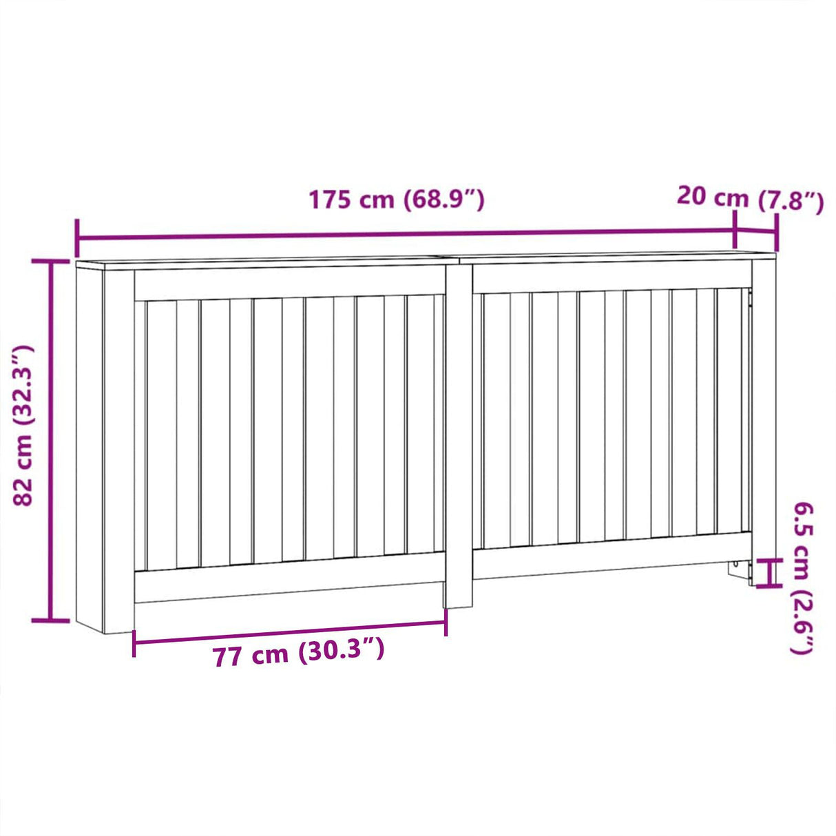 Radiator Cover Black Oak 175X20X82 Cm Engineered Wood