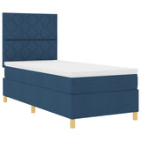 Box Spring Bed With Mattress & Led Blue 90X200 Cm Fabric