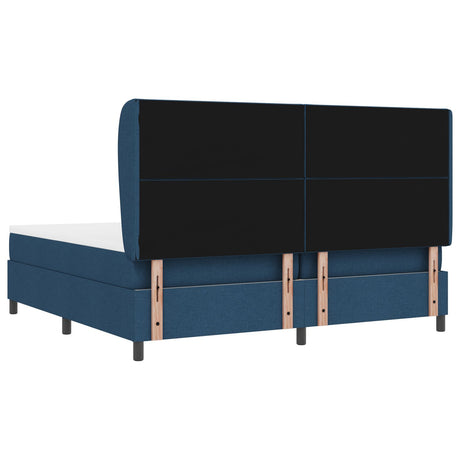 Box Spring Bed With Mattress - Blue, 200X200 Cm, Fabric