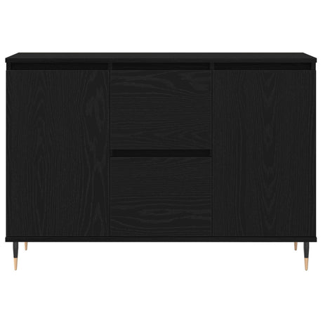 Sideboard With Doors & Drawers Black Oak 101,5X35X70 Cm