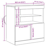 Sideboard With Led Lights Old Wood 60X37X67 Cm