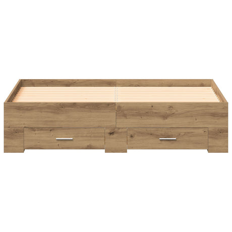 Bed Frame With Drawers Artisan Oak Engineered Wood 160 X 200 Cm