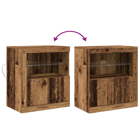 Sideboard With Led Lights Old Wood 60,5X37X67 Cm