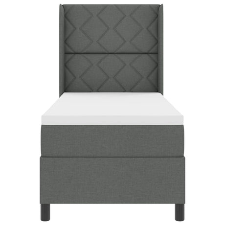Box Spring Bed With Mattress & Led Dark Grey 90X190 Cm Fabric