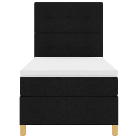 Box Spring Bed With Mattress & Led Black 80X200 Cm Fabric