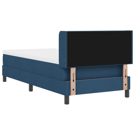 Box Spring Bed With Mattress Blue 90X190 Cm Fabric,  Headboard Button Tufted Blue 90 Cm Fabric
