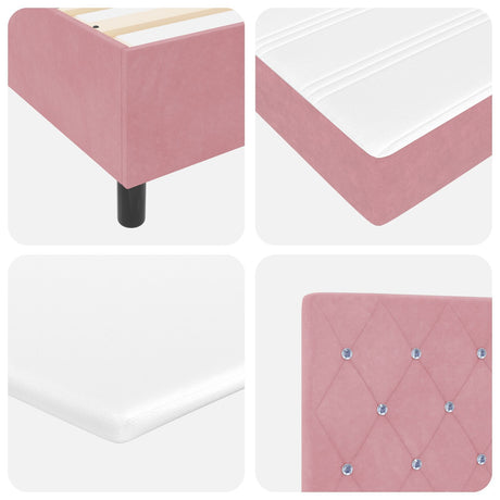 Box Spring Bed With Mattress & Led Pink 160X200 Cm Velvet