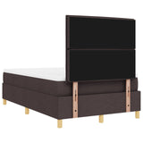 Box Spring Bed With Mattress & Led Dark Brown 120X190 Cm Fabric