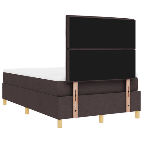 Box Spring Bed With Mattress & Led Dark Brown 120X190 Cm Fabric