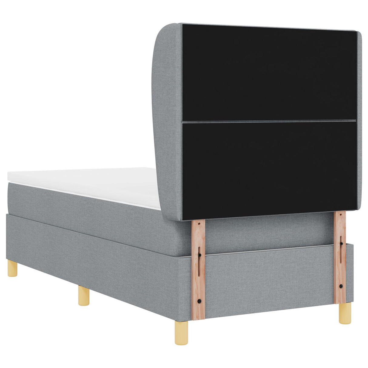 Box Spring Bed With Mattress - Light Grey - 90X200 Cm Fabric