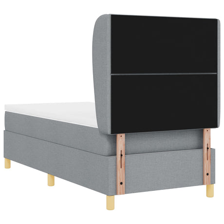 Box Spring Bed With Mattress - Light Grey - 90X200 Cm Fabric