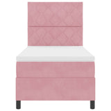 Box Spring Bed With Mattress & Led Pink 90X190 Cm Velvet