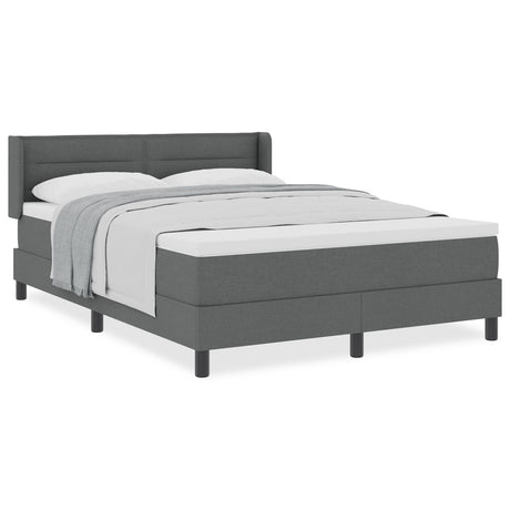 Box Spring Bed With Mattress Dark Grey 160X200 Cm Fabric,  Headboard Lines Design Dark Grey 160 Cm Fabric