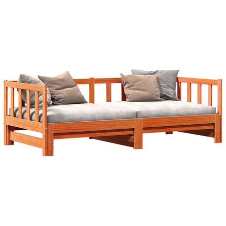 Pull-Out Day Bed Without Mattress Wax Brown 2X(80X200) Cm
