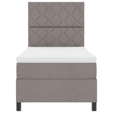 Box Spring Bed With Mattress & Led Taupe 100X200 Cm Fabric