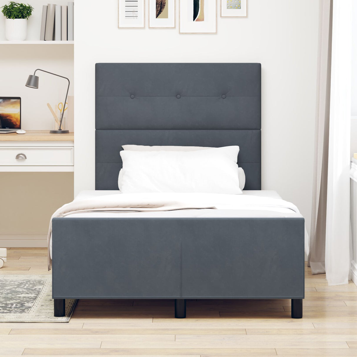 Bed Frame Dark Grey 120X200 Cm Velvet