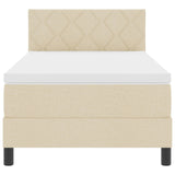 Box Spring Bed With Mattress & Led Cream 100X200 Cm Fabric
