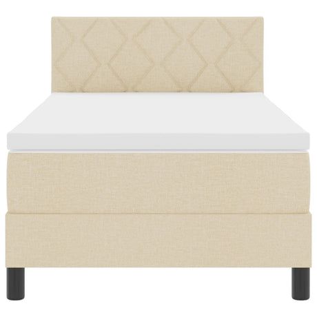 Box Spring Bed With Mattress & Led Cream 100X200 Cm Fabric