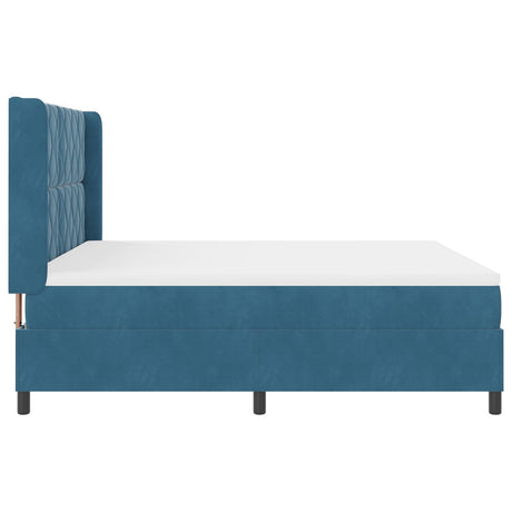 Box Spring Bed With Mattress & Led Dark Blue 180X200 Cm Velvet
