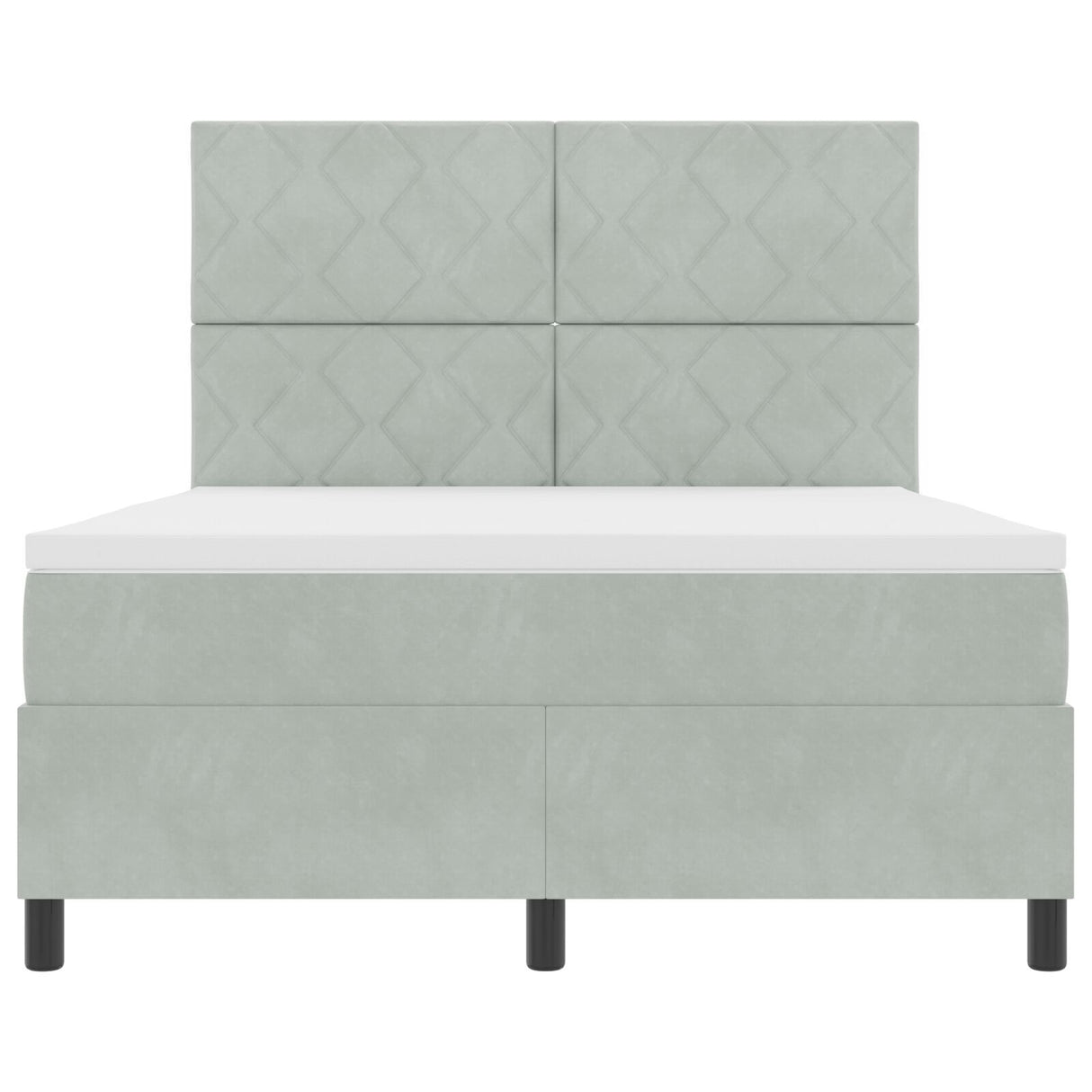 Box Spring Bed With Mattress & Led Light Grey 140X190 Cm Velvet
